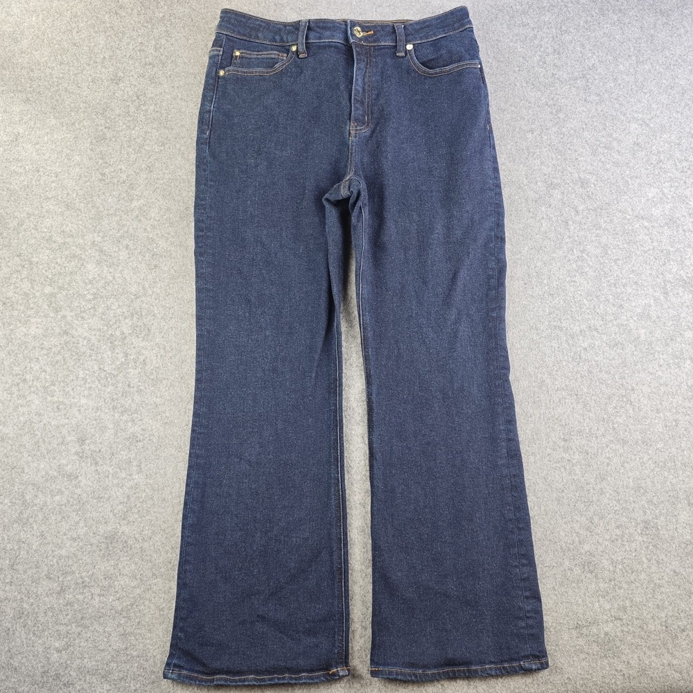 Quince Bella Stretch Jeans Women's 31x28 Blue Dark Wash Bootcut High Rise